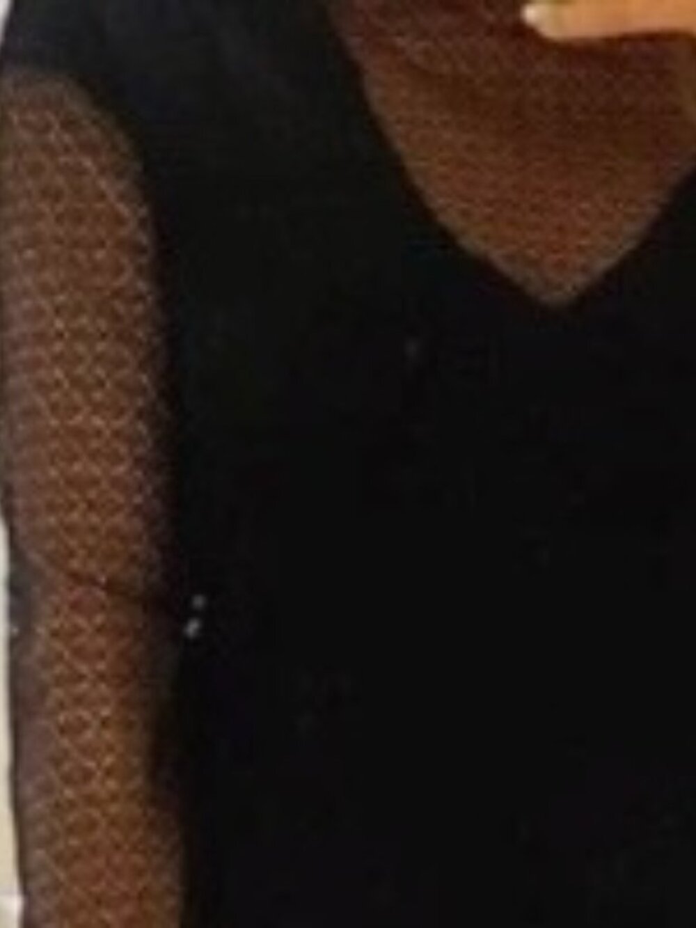 NWT Maje Paris Lysea Mixed Media Top - Black Knit Illusion V-Neck & Mesh - Sz 1